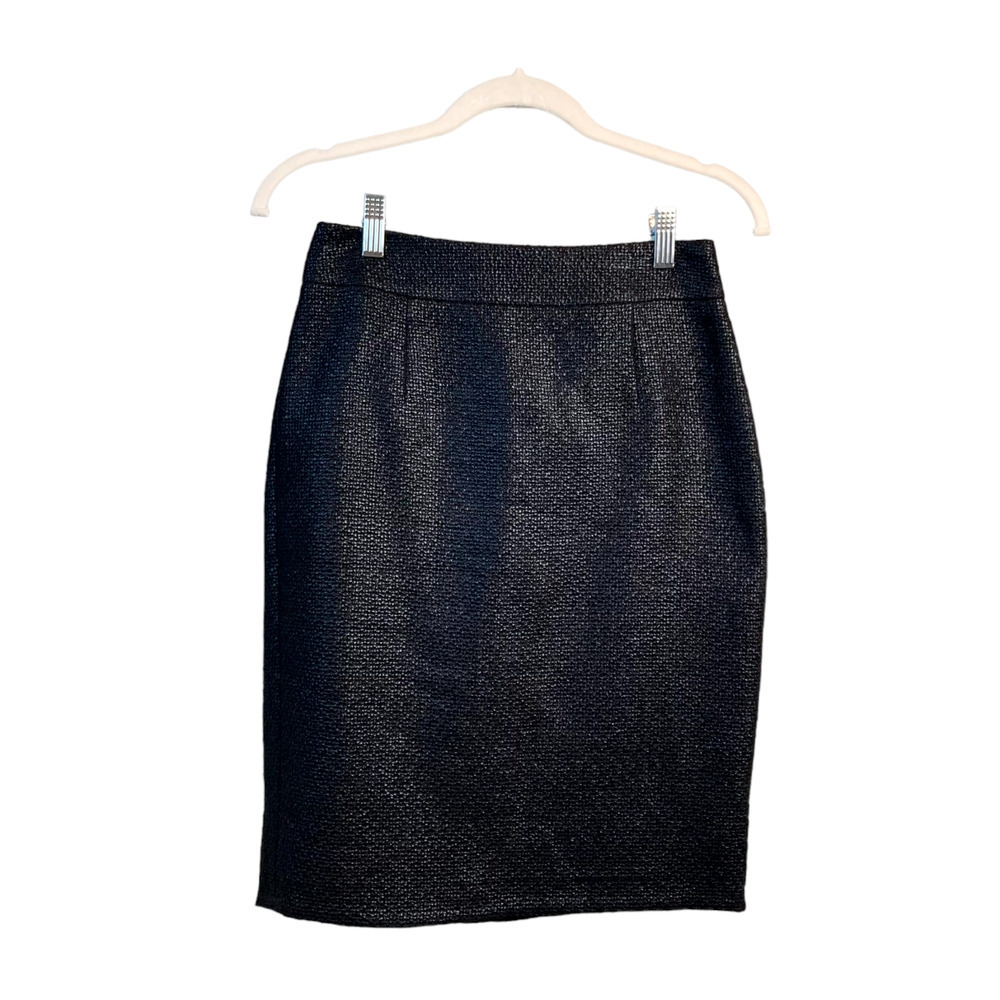 Banana Republic Black Metallic Slim Pencil Skirt Womens Size 2 Petite Workwear